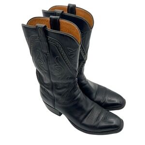 Lucchese San Antonio Boots Mens Size 10D Black French Toe Vintage Western 1378ZZ
